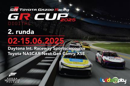 Informacje i zapisy do 2. rundy TOYOTA GR CUP DIGITAL  -  02-15.06.2025 - Daytona Int. Raceway Sportscarcourse - Toyota NASCAR Next Gen Camry XSE